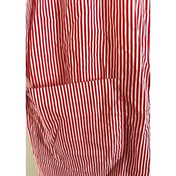 Vintage KELLY REED Red Striped Embroidered Snap-Button House Coat Dress Mumu L - Picture 4 of 5